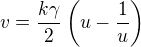 kopírovat do textarea $v=\frac{k\gamma }{2}\left(u-\frac1u\right)$