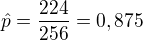 $\hat p=\frac{224}{256}=0,875$
