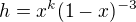 $h=x^k(1-x)^{-3}$