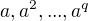 $a, a^2, ..., a^q$
