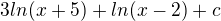 kopírovat do textarea $3ln(x+5)+ln(x-2)+c$