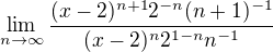 $\lim_{n\to\infty } \frac{(x-2)^{n+1}2^{-n}(n+1)^{-1}}{(x-2)^{n}2^{1-n}n^{-1}}$