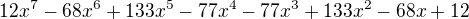 $12x^{7}-68x^{6}+133x^{5}-77x^{4}-77x^{3}+133x^{2}-68x+12$
