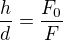 $\frac hd=\frac{F_0}{F}$