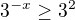 $3^{-x}\ge 3^{2}$