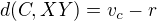 $d(C,XY)=v_c-r$