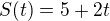 $S(t)=5+2t$