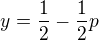 $y= \frac 12 -\frac 12 p $