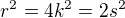 $r^2=4k^2=2s^2$