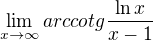 kopírovat do textarea $\lim_{x\to\infty }arccotg\frac{\ln x}{x - 1}$