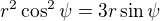$r^2\cos^2 \psi =3r\sin \psi $
