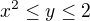$x^2\leq y \leq 2$