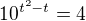 $10^{t^2-t}=4$