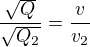 kopírovat do textarea $\frac{\sqrt{Q}}{\sqrt{Q_2}}=\frac{v}{v_2}$