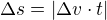 $\Delta s= |\Delta v \cdot t|$