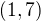 $(1,7)$
