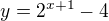 $ y = 2^{x + 1} - 4 $