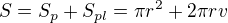 $S=S_p+S_{pl}=\pi r^2+2\pi rv$