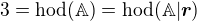 $3=\mathrm{hod}(\mathbb{A})=\mathrm{hod}(\mathbb{A}|\boldsymbol{r})$