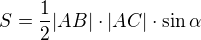 $S=\frac12|AB|\cdot|AC|\cdot\sin\alpha$