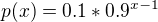 $p(x)=0.1*0.9^{x-1}$