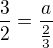 $\frac32=\frac{a}{\frac23}$