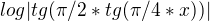 $log|tg(\pi/2*tg(\pi/4*x))|$