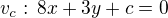 $v_c:\,8x+3y+c=0$
