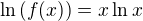 $\ln \(f(x)\)=x\ln x$