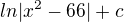 $ln|x^{2}-66|+c$