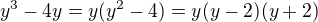 $y^3-4y=y(y^2-4)=y(y-2)(y+2)$