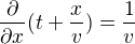 kopírovat do textarea $\frac{\partial }{\partial x}(t+\frac{x}{v})=\frac{1}{v}$