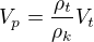 $V_p=\frac{\rho_t}{\rho_k}V_t$