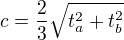 kopírovat do textarea $c=\frac 23\sqrt{t_a^2+t_b^2}$