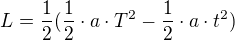 kopírovat do textarea $L=\frac {1}{2}(\frac{1}{2} \cdot a \cdot T^2 - \frac {1}{2} \cdot a \cdot t^2 )$