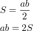 kopírovat do textarea $S=\frac{ab}{2}\nlab=2S$