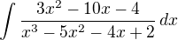 $\int \frac{3x^2-10x-4}{x^3-5x^2-4x +2}\,dx $