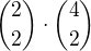 ${2\choose 2}\cdot {4\choose 2}$