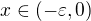 $x \in (-\varepsilon, 0 )$