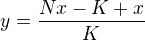 $y=\frac{Nx-K+x}K$