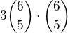 $3{6\choose5}\cdot{6\choose5}$