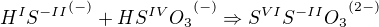 ${{H^{I}S^{-II}}^{(-)}+{HS^{IV}O_3}^{(-)}}\Rightarrow{{S^{VI}S^{-II}O_3}^{(2-)}}$