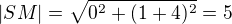 $|SM|=\sqrt{0^{2}+(1+4)^{2}}=5$