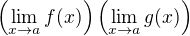 $ \left( \lim_{x \to a} f(x) \right) \left( \lim_{x \to a} g(x) \right) $