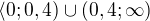 $\langle0;0,4)\cup (0,4;\infty )$