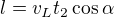 $l=v_Lt_2\cos\alpha$