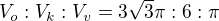 $V_o:V_k:V_v=3\sqrt3\pi:6:\pi$
