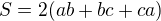kopírovat do textarea $S = 2 ( ab+bc+ca)$