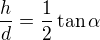 $\frac hd=\frac12\tan\alpha$