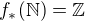 $f_*(\mathbb{N})= \mathbb{Z}$